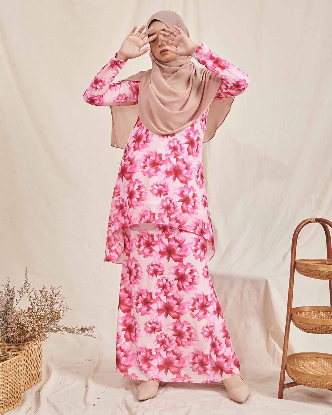 Baju Kurung Hi-Lo Nasiah - Rose Pink