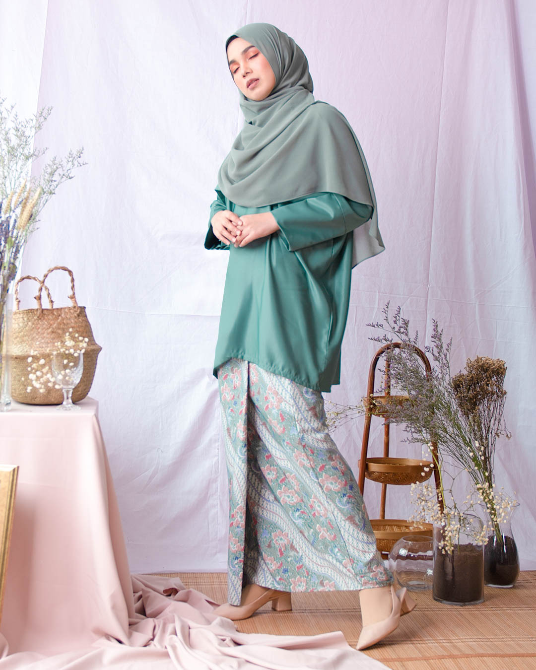 Baju Kurung Kaftan Batik Adiratna - Green Hunter