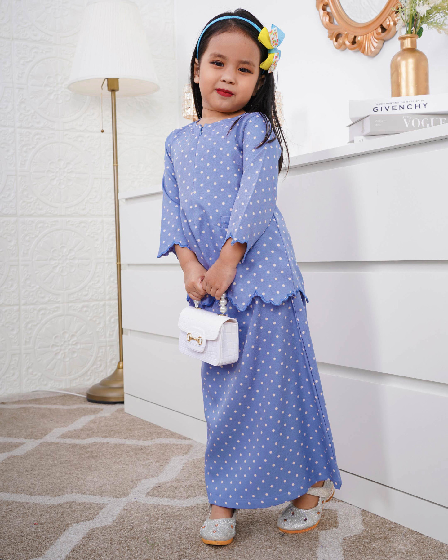 Baju Kurung Kedah Adeeba Kids - Blue Bird
