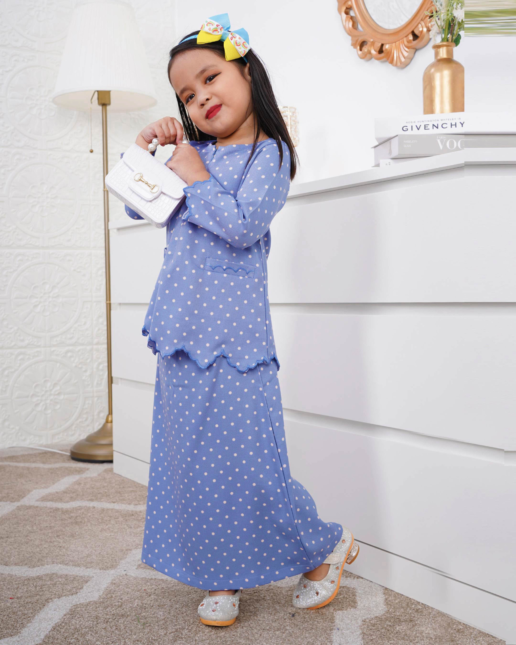 Baju Kurung Kedah Adeeba Kids - Blue Bird