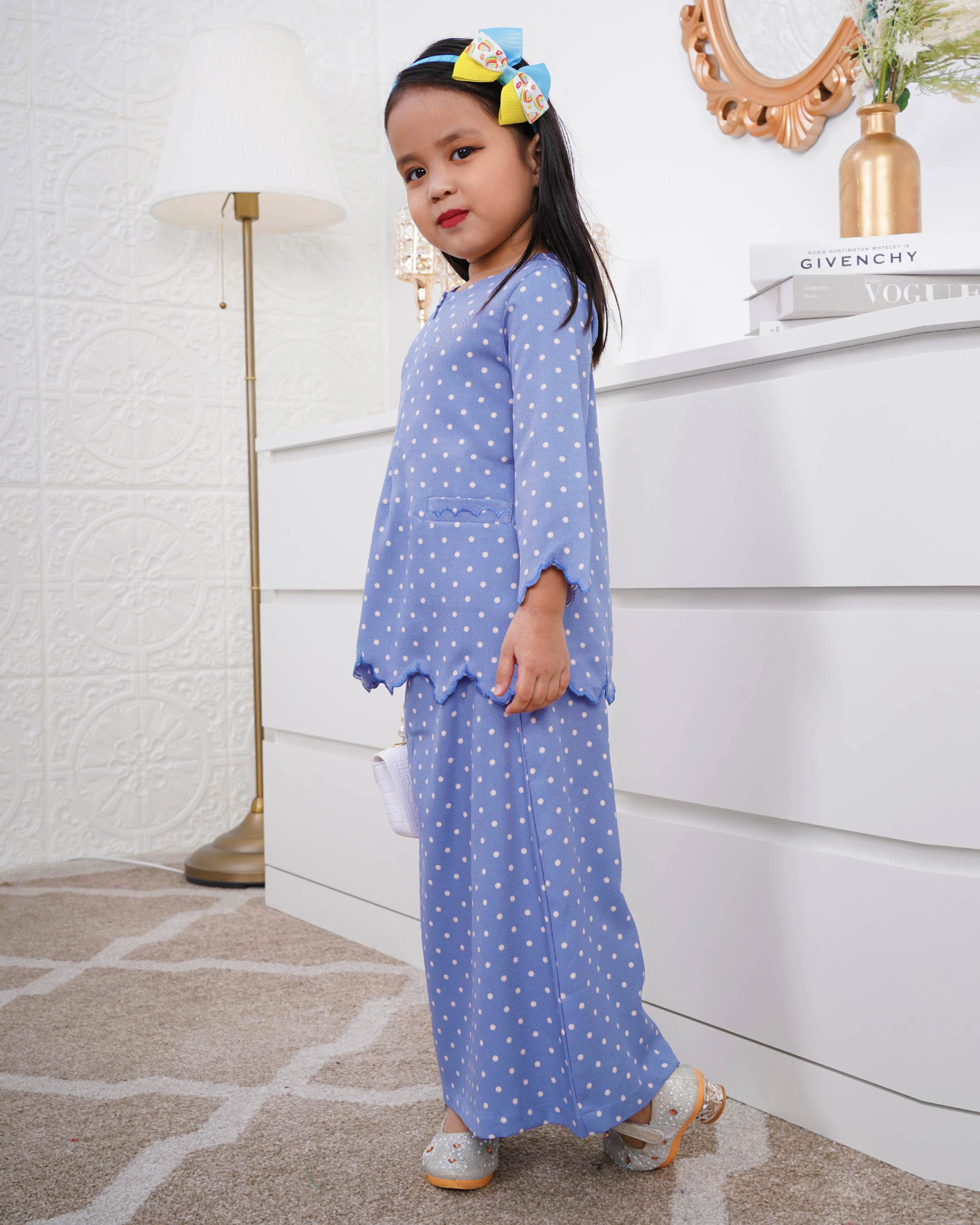 Baju Kurung Kedah Adeeba Kids - Blue Bird