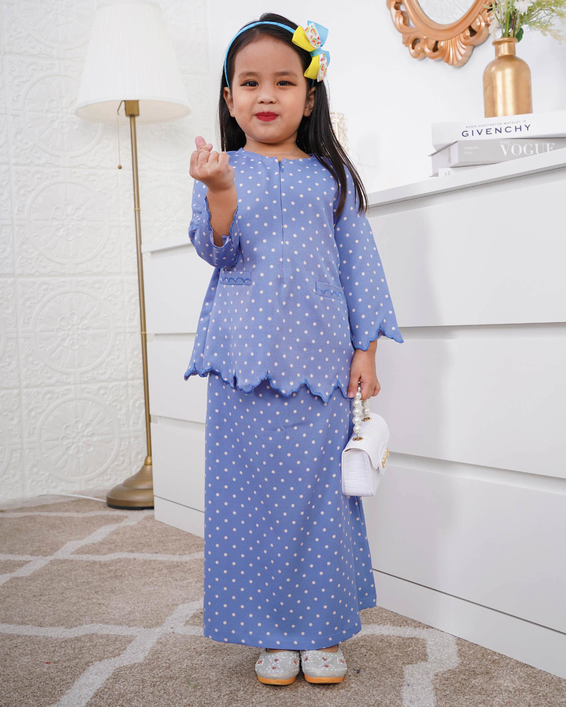Baju Kurung Kedah Adeeba Kids - Blue Bird