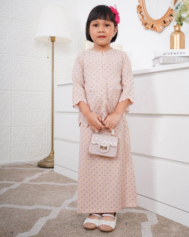 Baju Kurung Kedah Adeeba Kids - Nude Blue