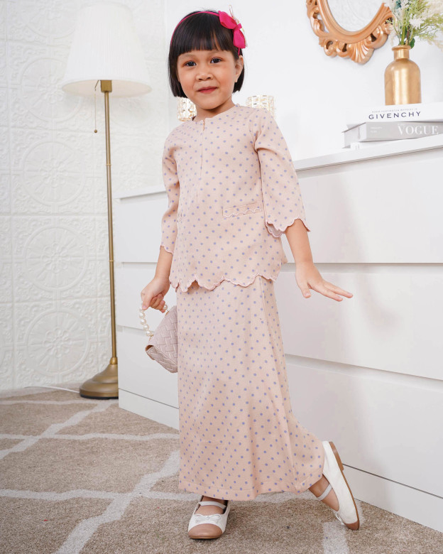 Baju Kurung Kedah Adeeba Kids - Nude Blue