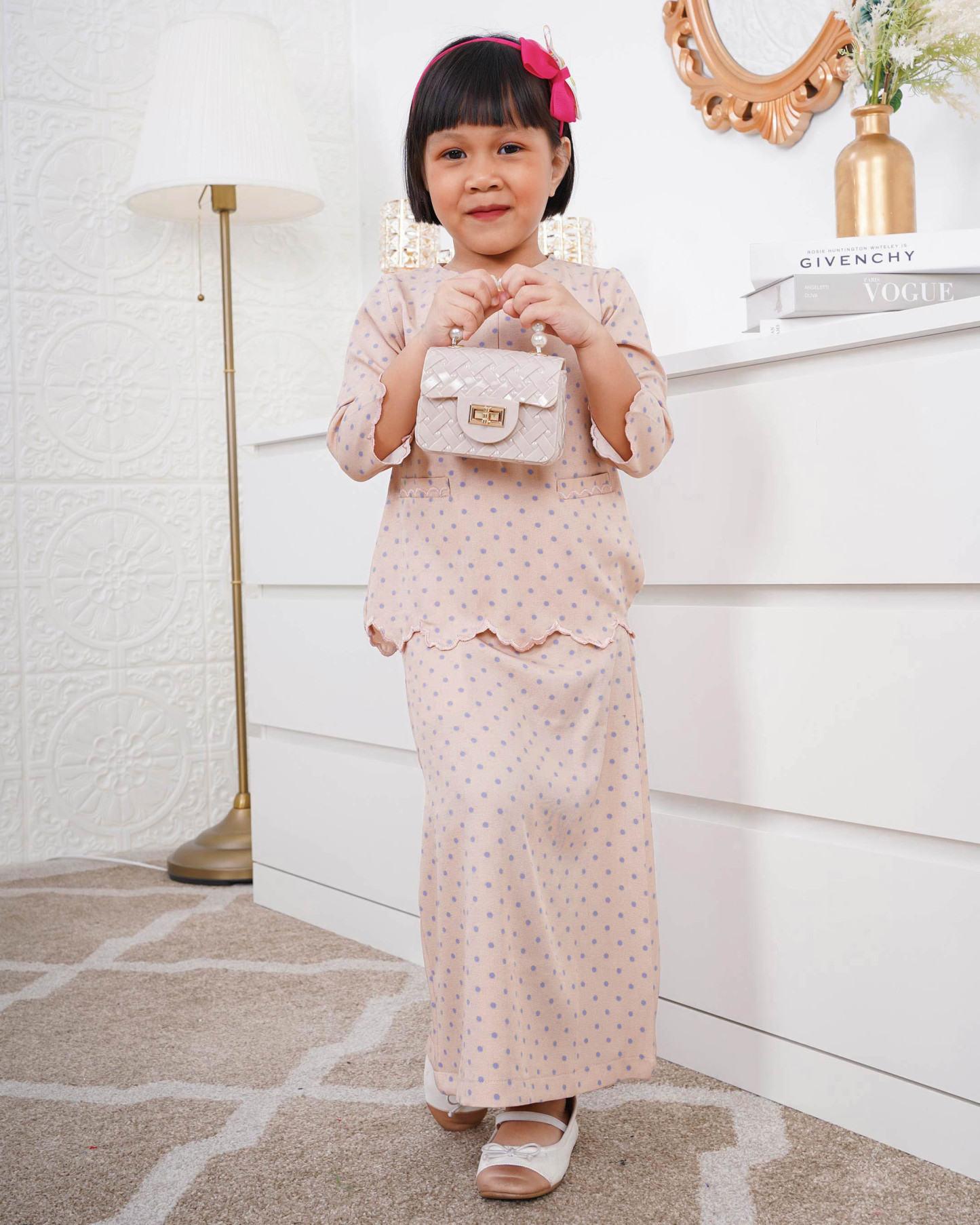 Baju Kurung Kedah Adeeba Kids - Nude Blue