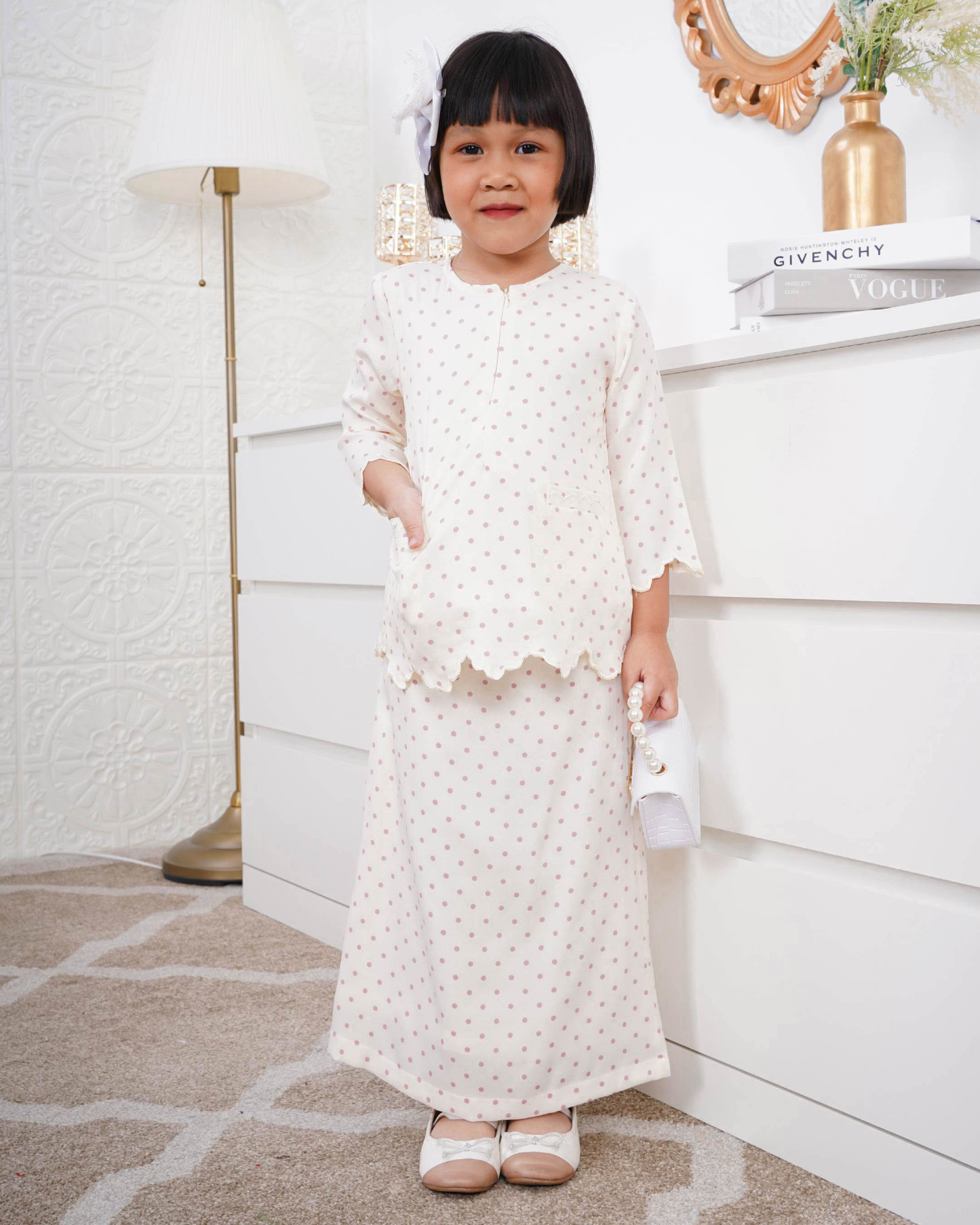 Baju Kurung Kedah Adeeba Kids - Peony Pink
