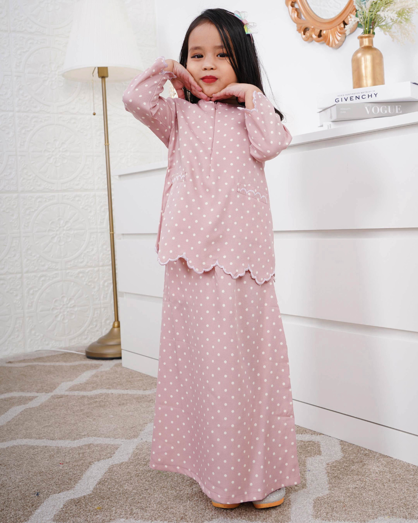 Baju Kurung Kedah Adeeba Kids - Seashell Pink