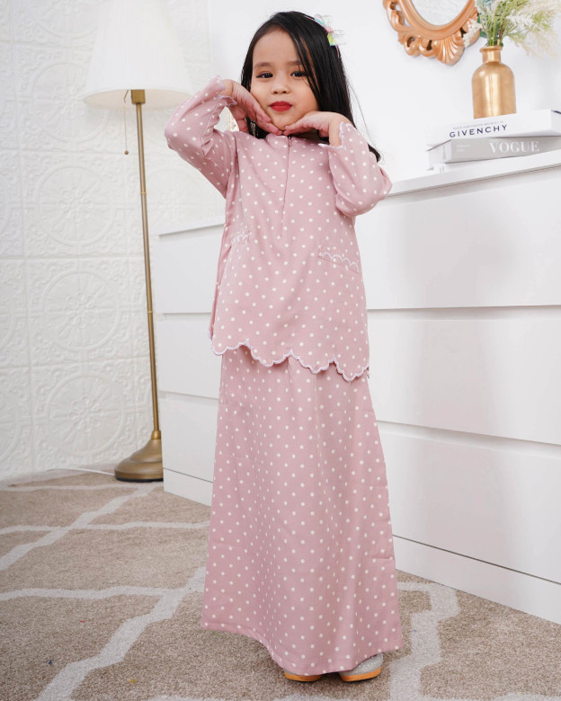 Baju Kurung Kedah Adeeba Kids - Seashell Pink