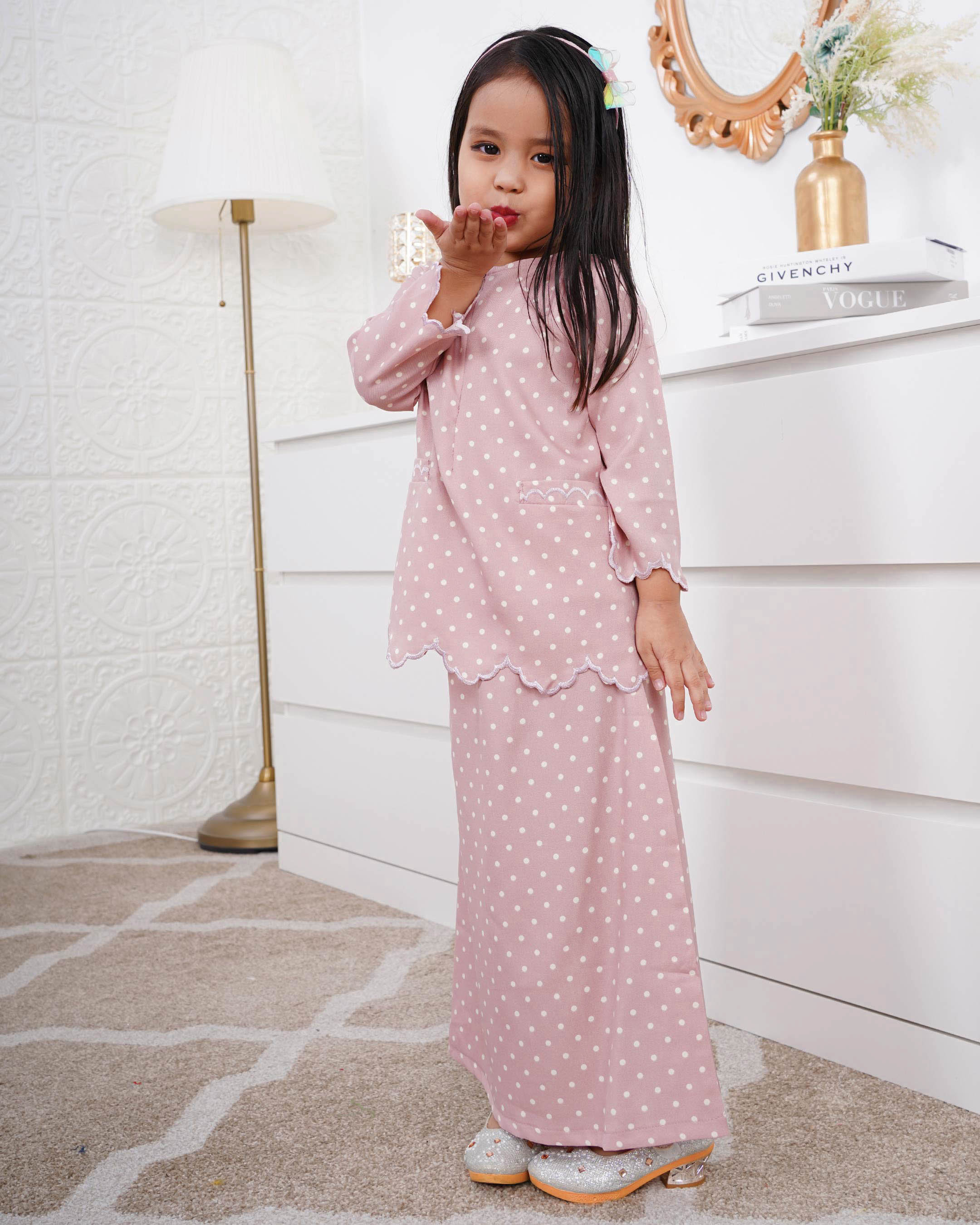 Baju Kurung Kedah Adeeba Kids - Seashell Pink