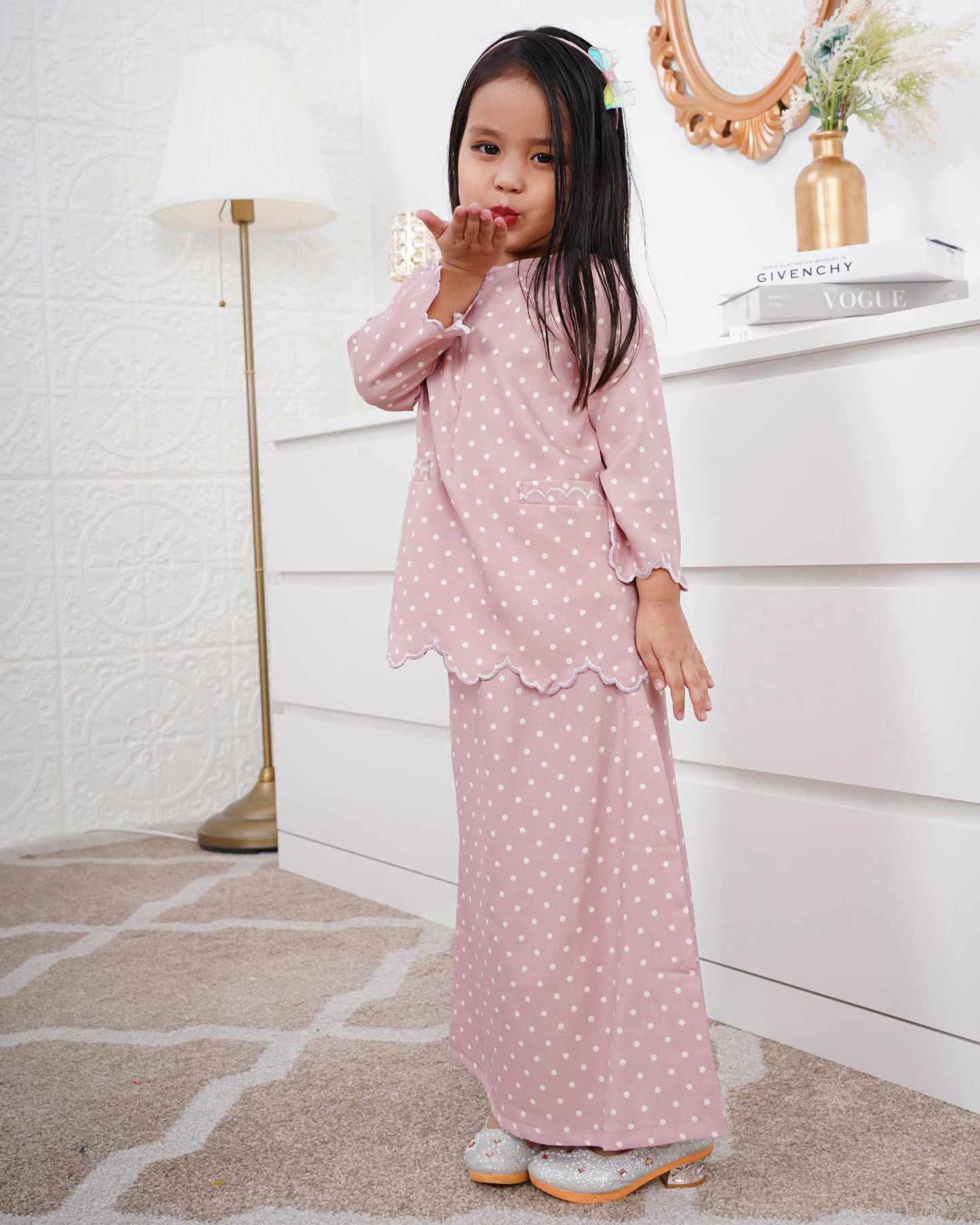 Baju Kurung Kedah Adeeba Kids - Seashell Pink