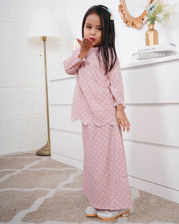 Baju Kurung Kedah Adeeba Kids - Seashell Pink