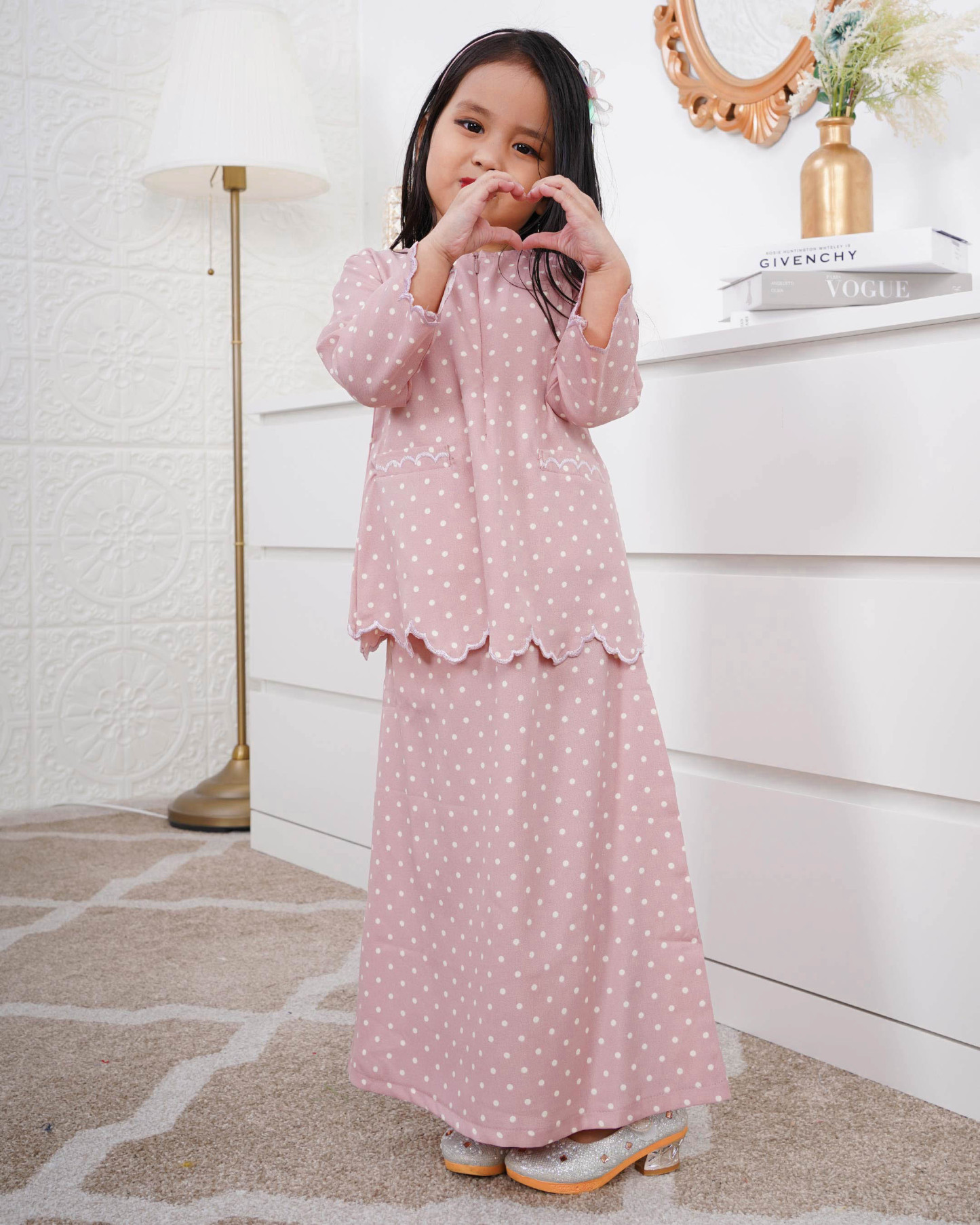 Baju Kurung Kedah Adeeba Kids - Seashell Pink