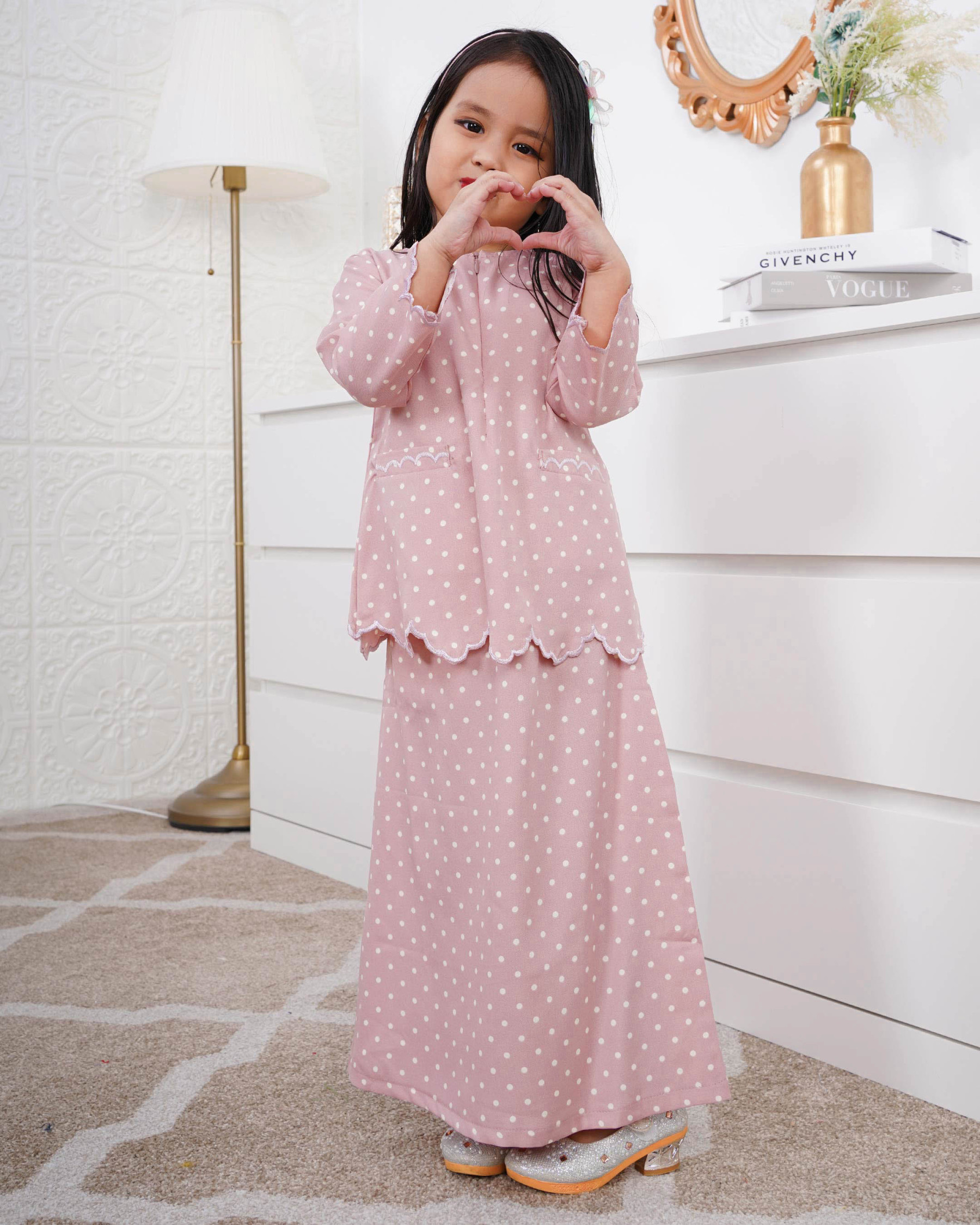 Baju Kurung Kedah Adeeba Kids - Seashell Pink