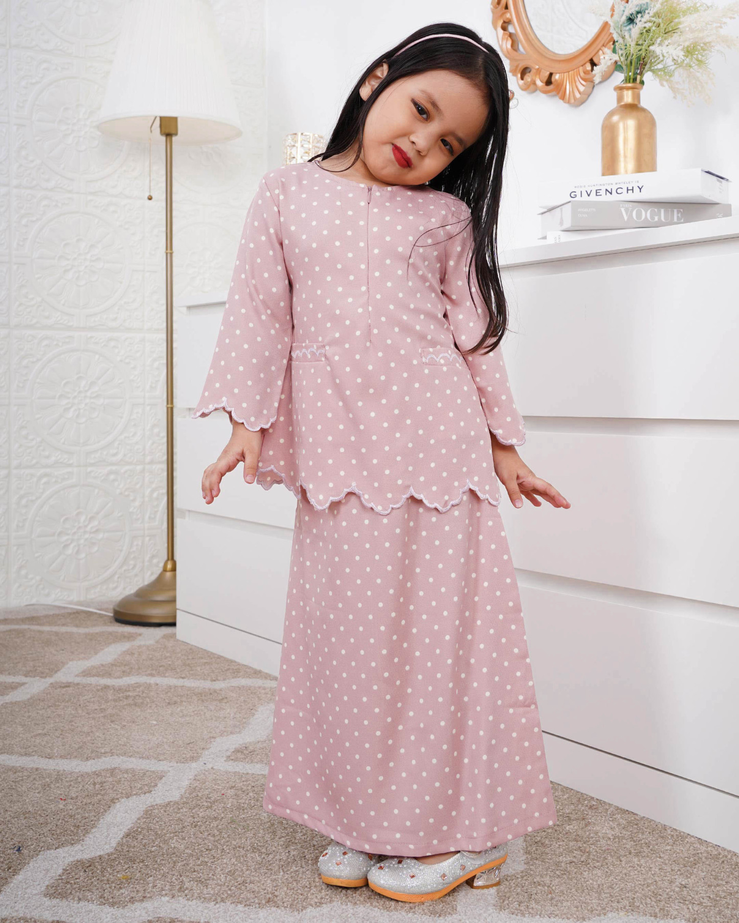 Baju Kurung Kedah Adeeba Kids - Seashell Pink