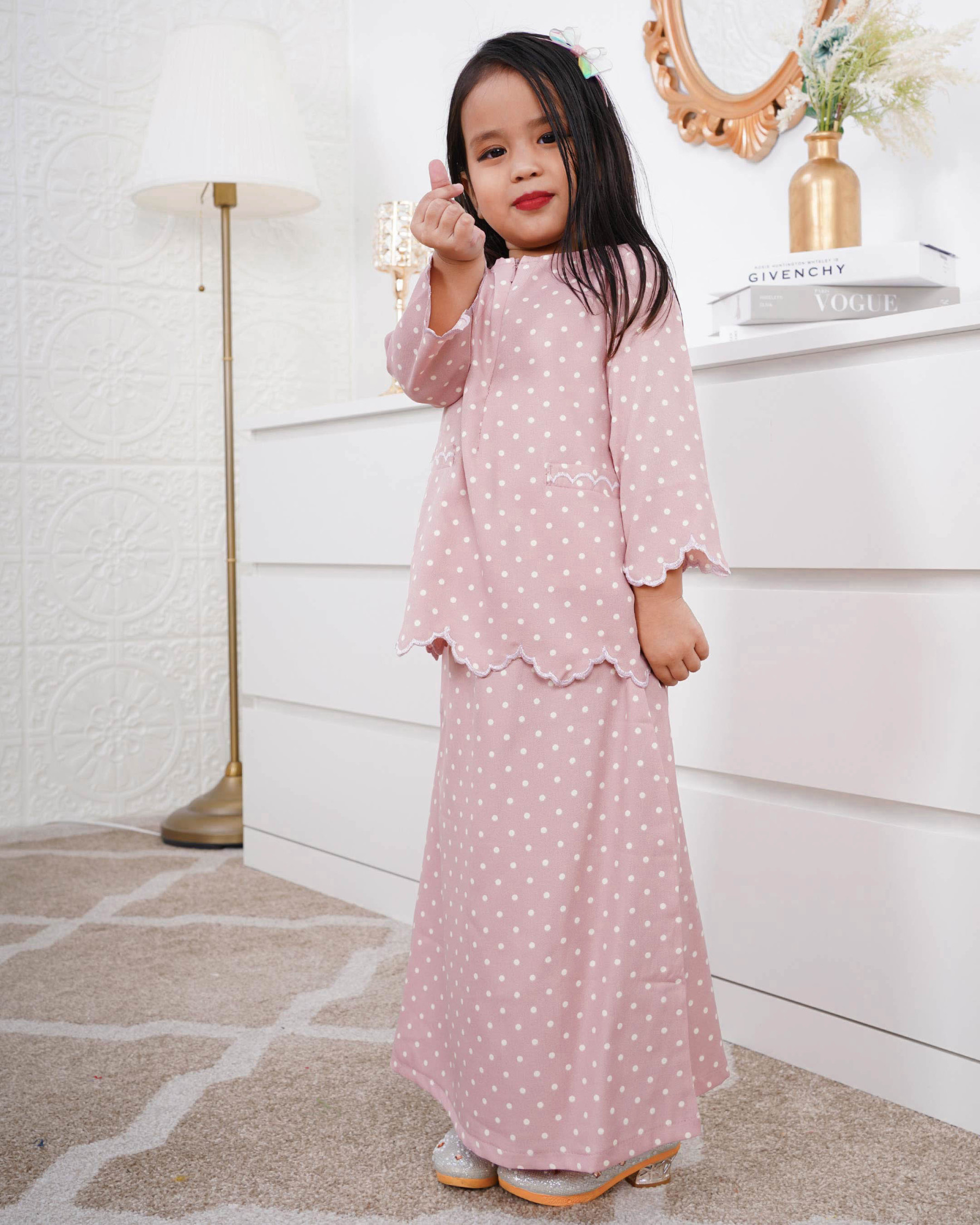 Baju Kurung Kedah Adeeba Kids - Seashell Pink