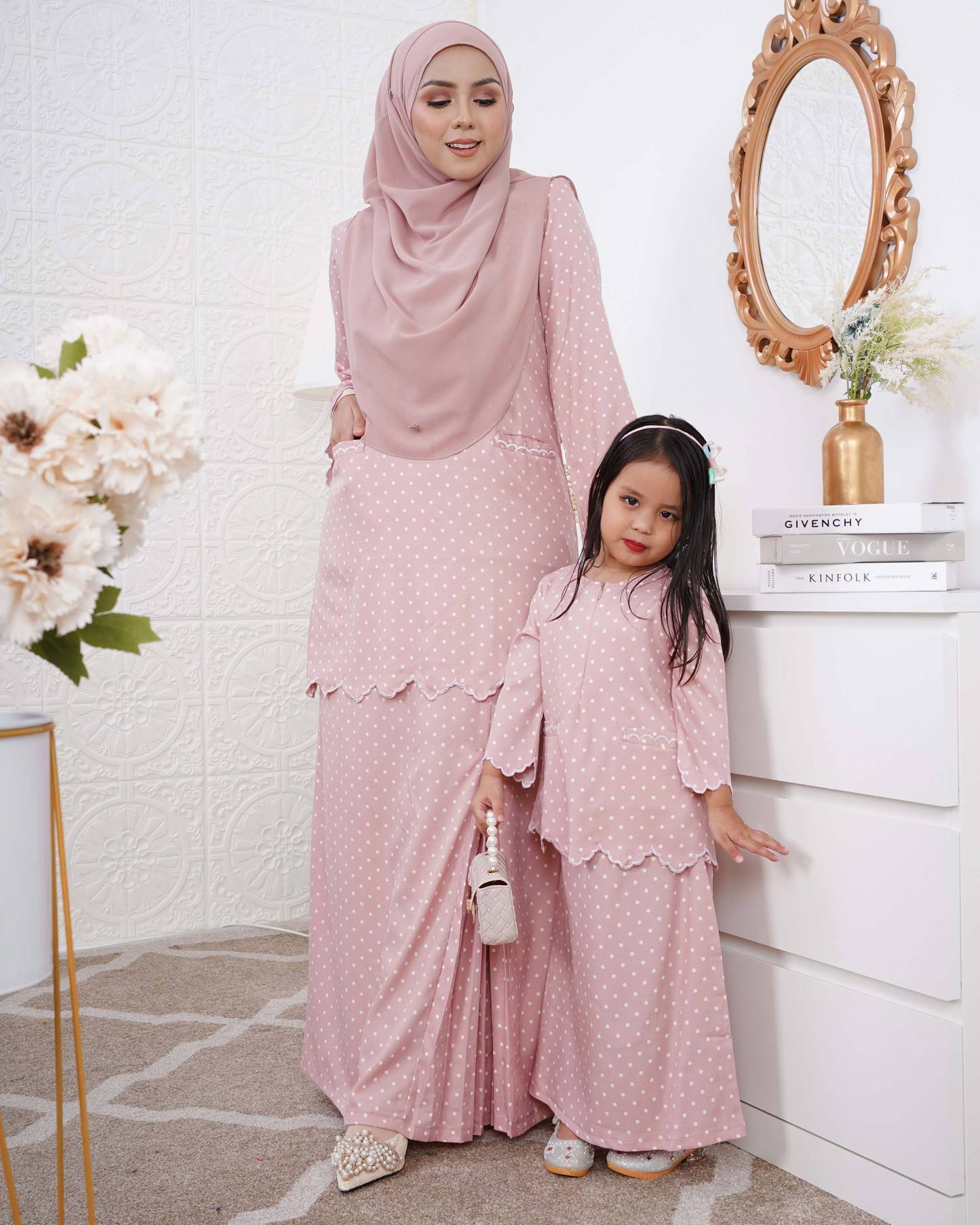 Baju Kurung Kedah Adeeba Kids - Seashell Pink