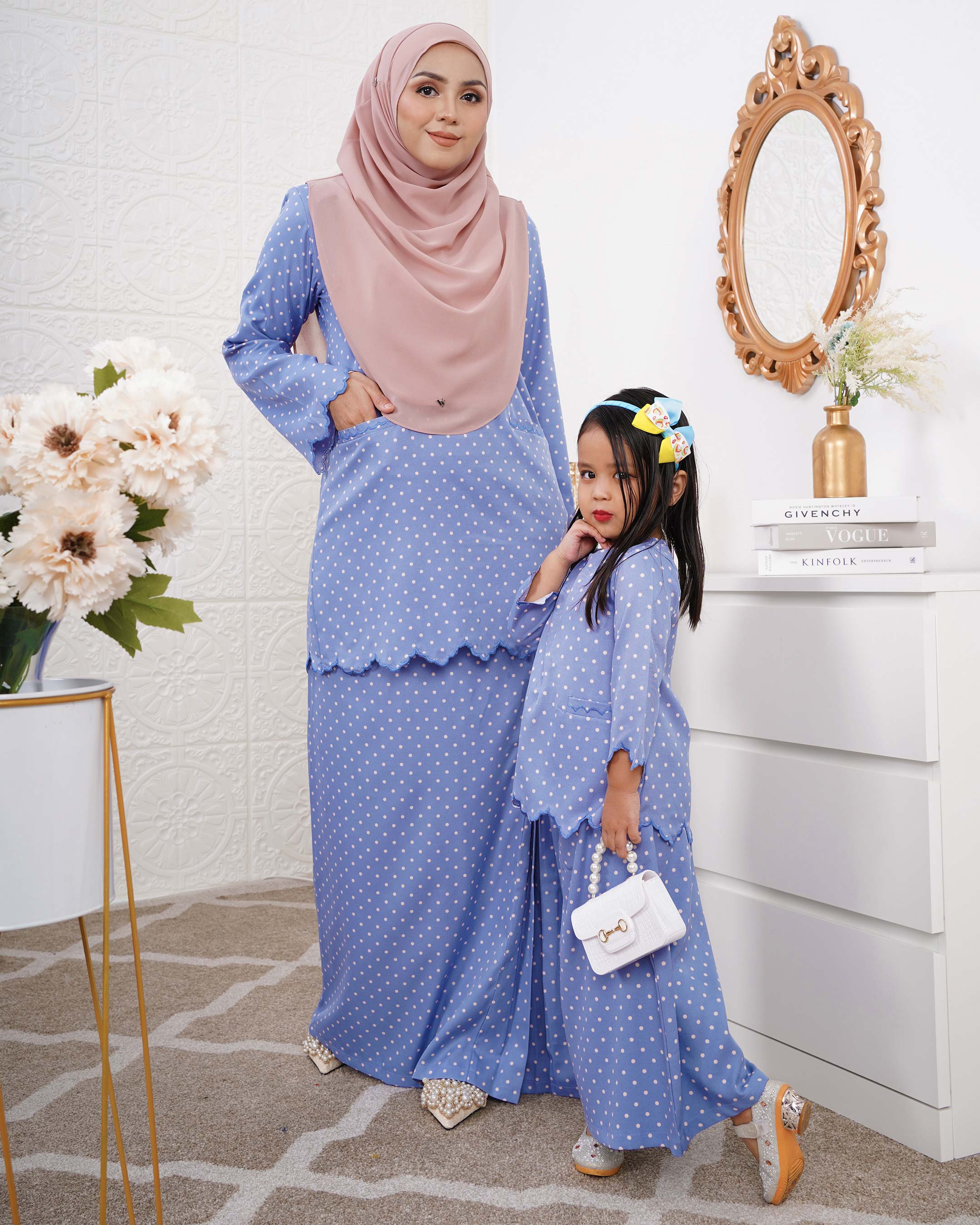Baju Kurung Kedah Adeeba Kids - Blue Bird