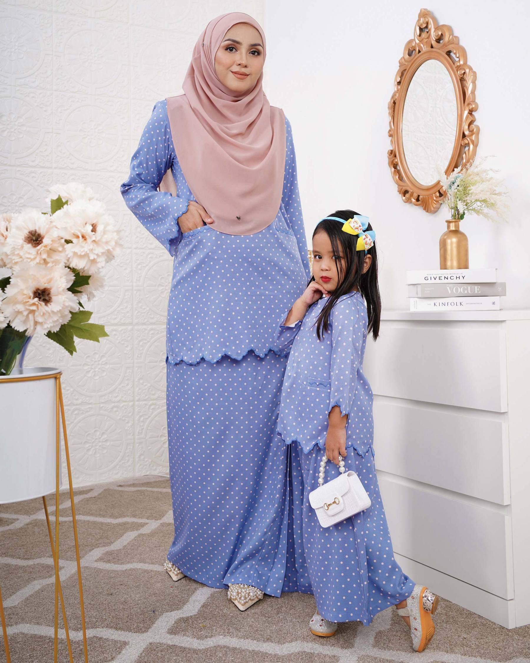 Baju Kurung Kedah Adeeba Kids - Blue Bird