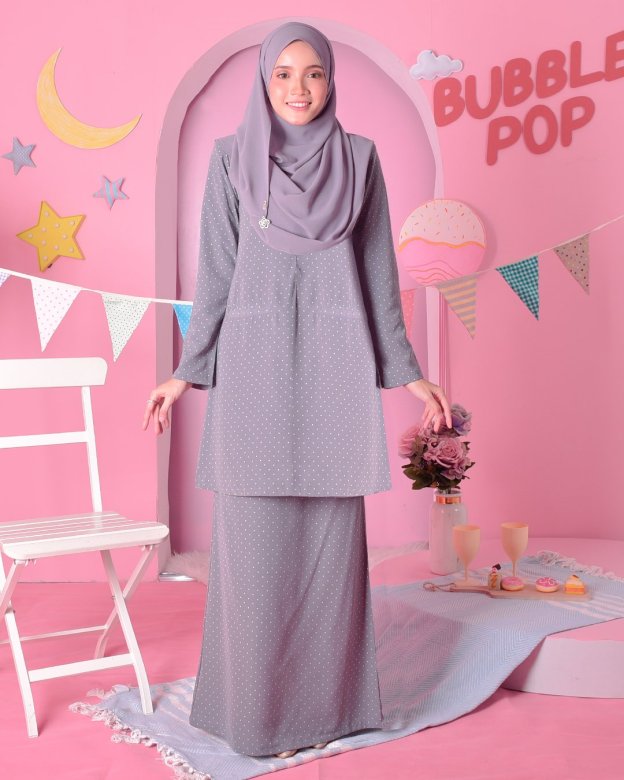 Baju Kurung Kedah Carina - Escada Grey