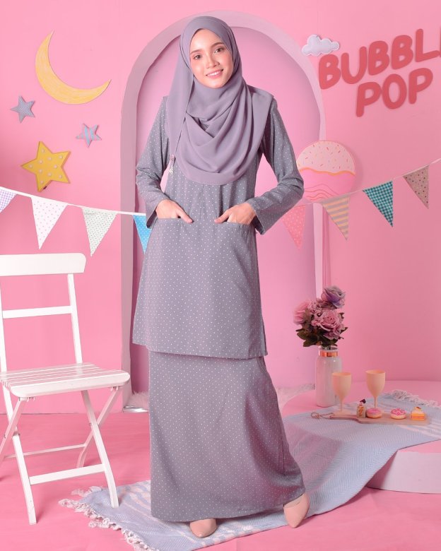 Baju Kurung Kedah Carina - Escada Grey