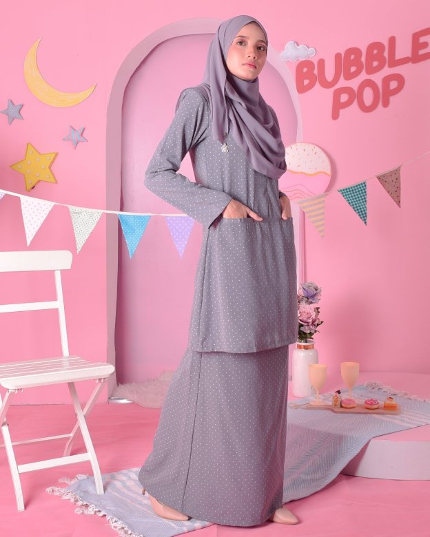 Baju Kurung Kedah Carina - Escada Grey