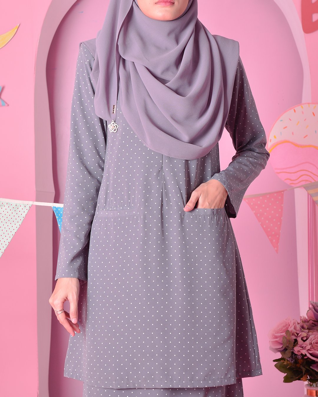Baju Kurung Kedah Carina - Escada Grey