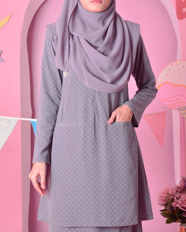 Baju Kurung Kedah Carina - Escada Grey