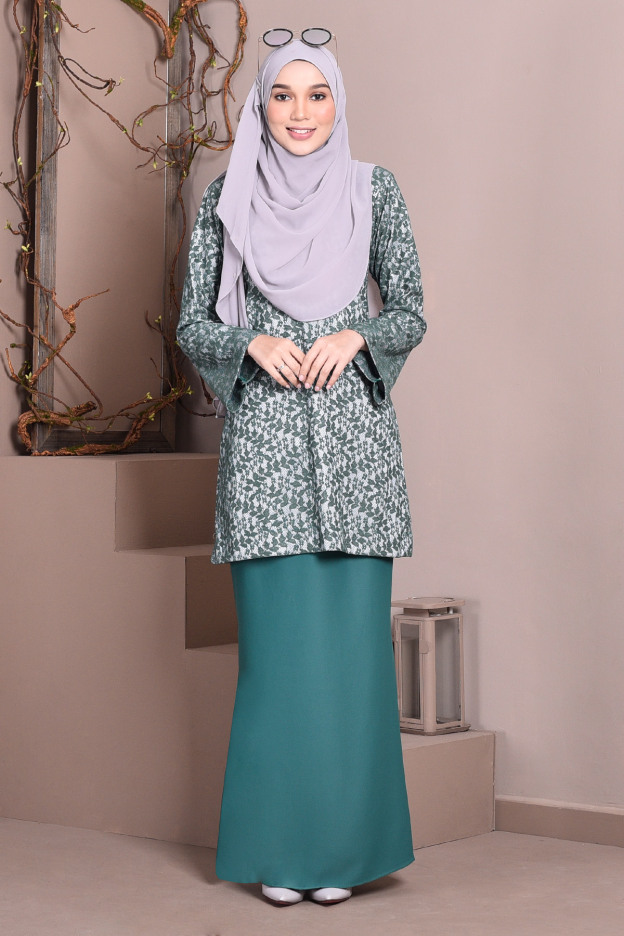 Baju Kurung Kedah Lace Gemima - Clivia Green