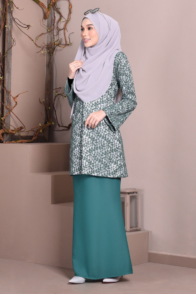 Baju Kurung Kedah Lace Gemima - Clivia Green