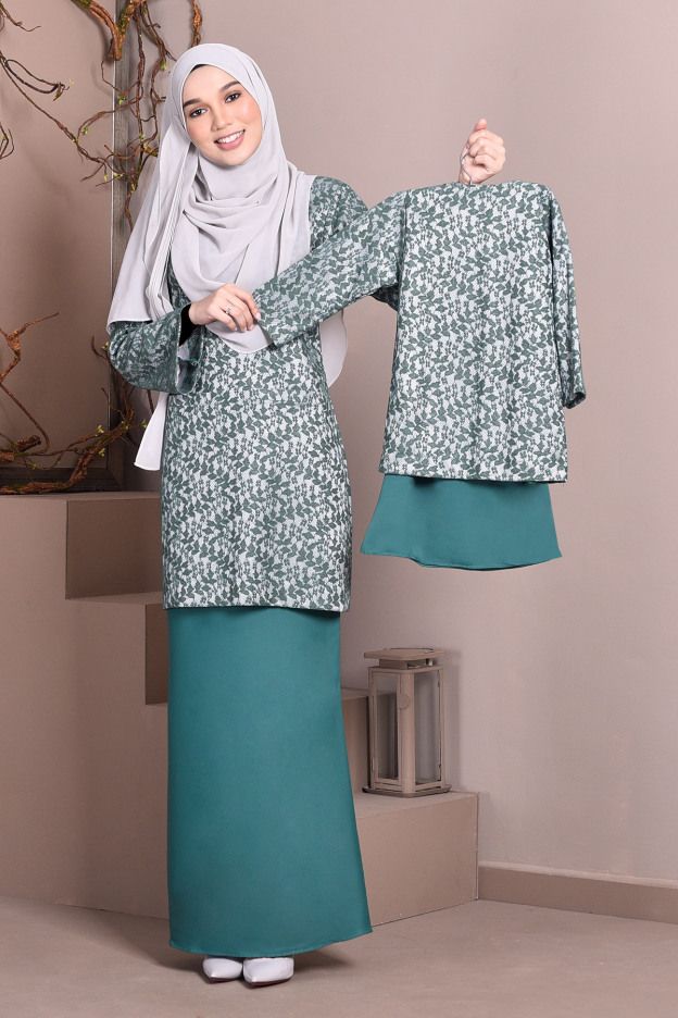 Baju Kurung Kedah Lace Gemima Kids - Clivia Green