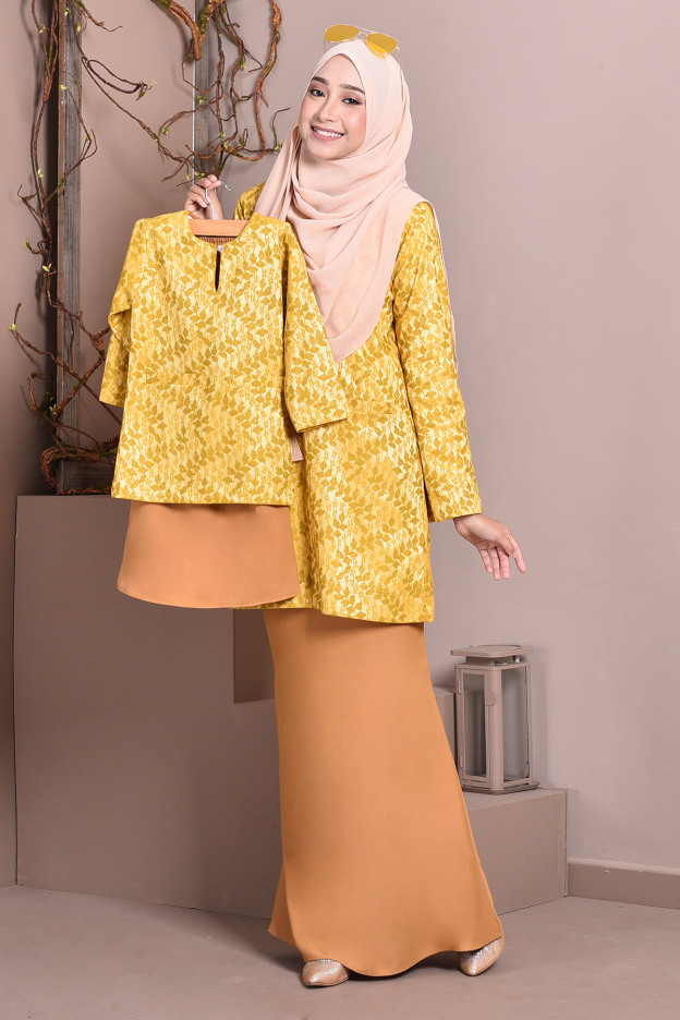 Baju Kurung Kedah Lace Gemima Kids - Honey Gold
