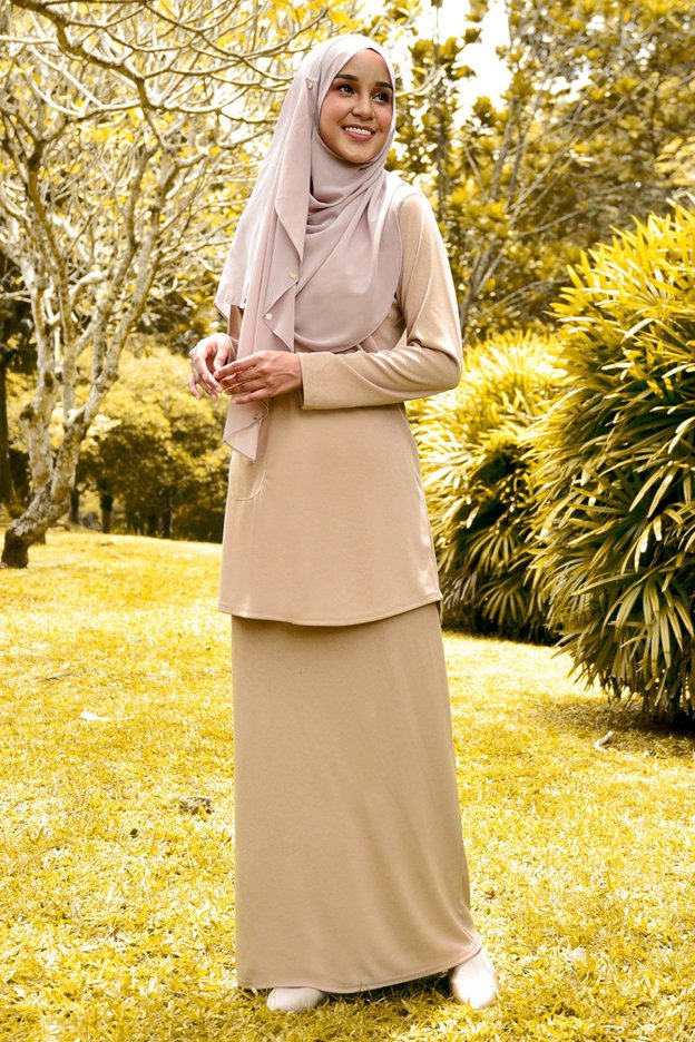 Baju Kurung Kozi Ironless Dream - Latte Brown