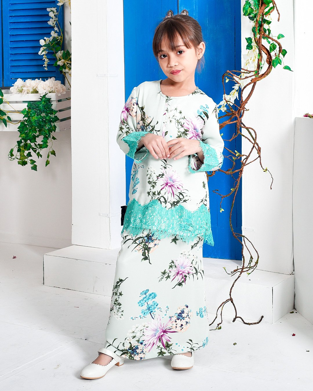 Baju Kurung Lace Abeer Kids - Madeira Green