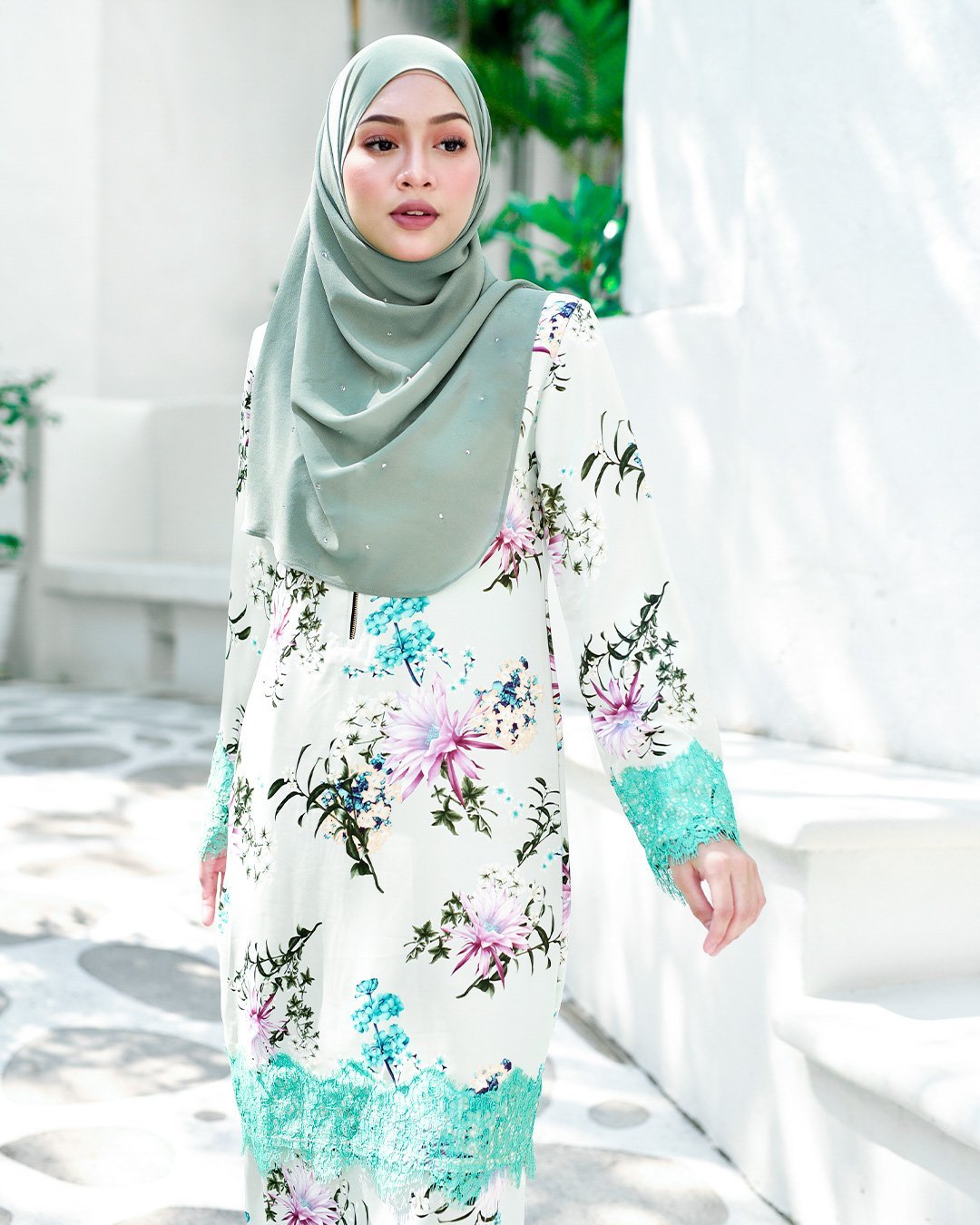 Baju Kurung Lace Abeer - Madeira Green