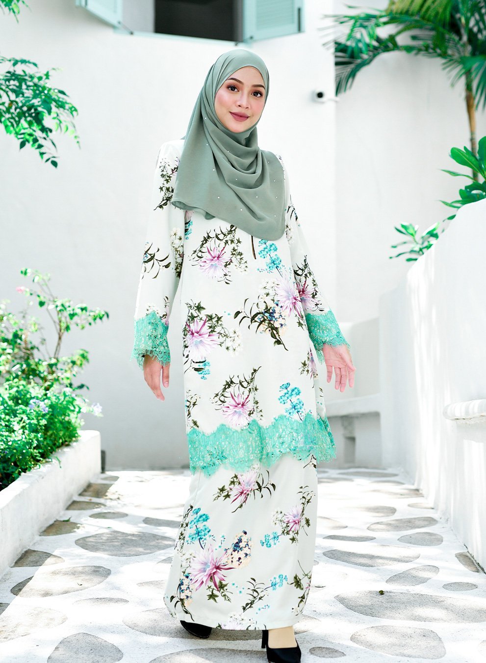 Baju Kurung Lace Abeer - Madeira Green