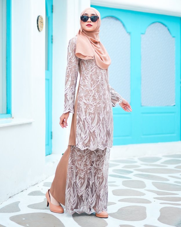 Baju Kurung Lace Ablaa - Latte Brown