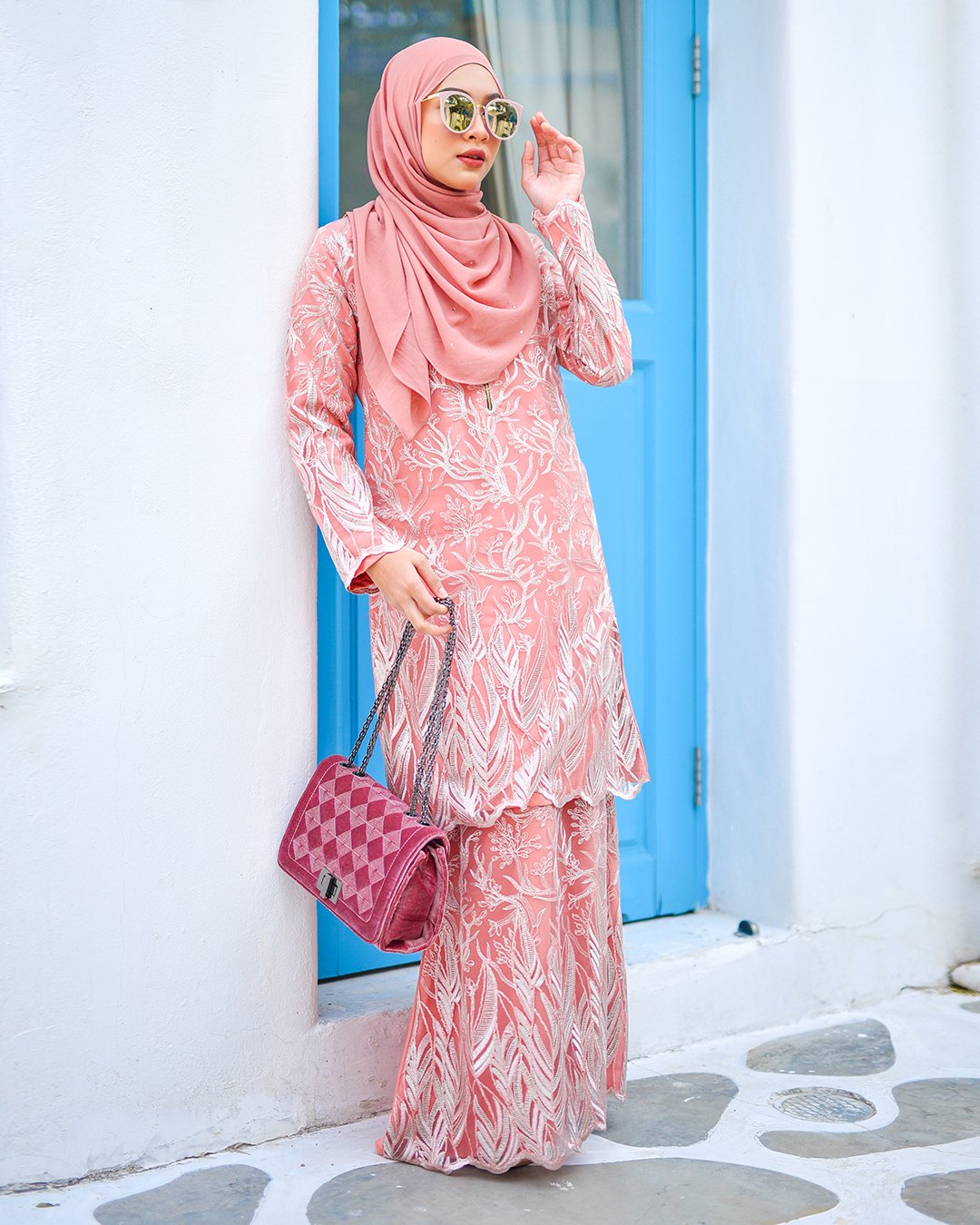 Baju Kurung Lace Ablaa - Fresh Peach