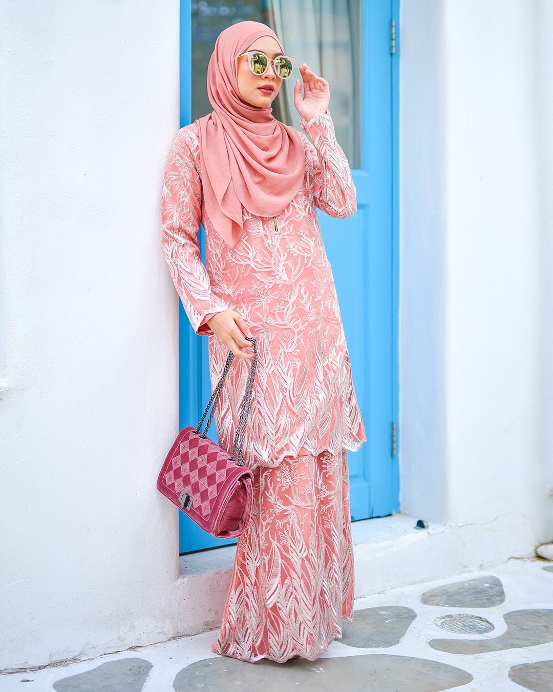 Baju Kurung Lace Ablaa - Fresh Peach