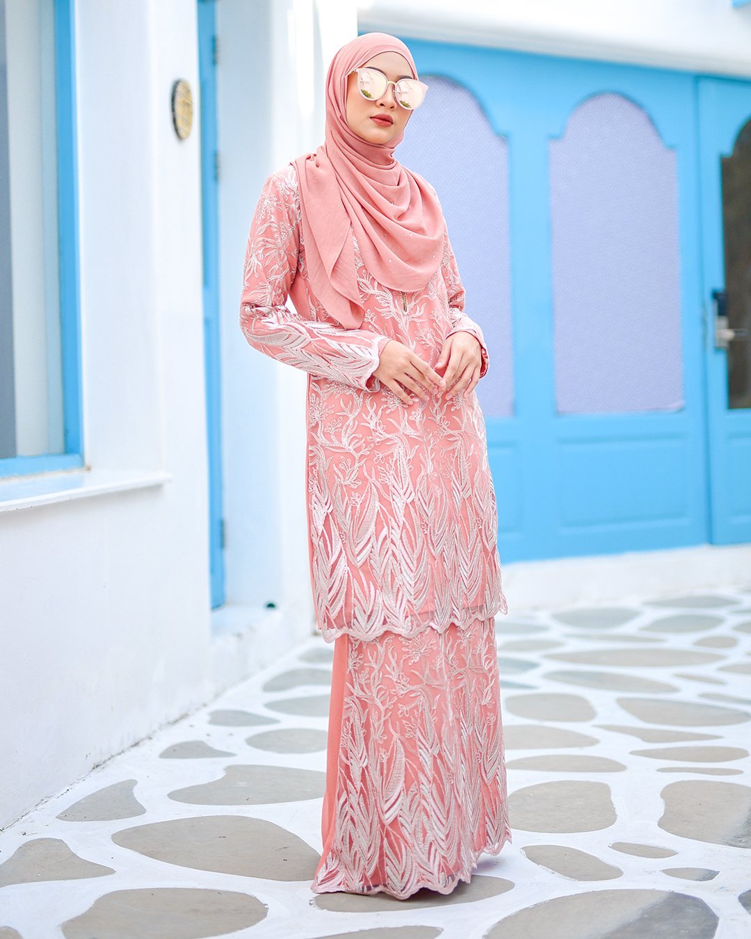 Baju Kurung Lace Ablaa - Fresh Peach