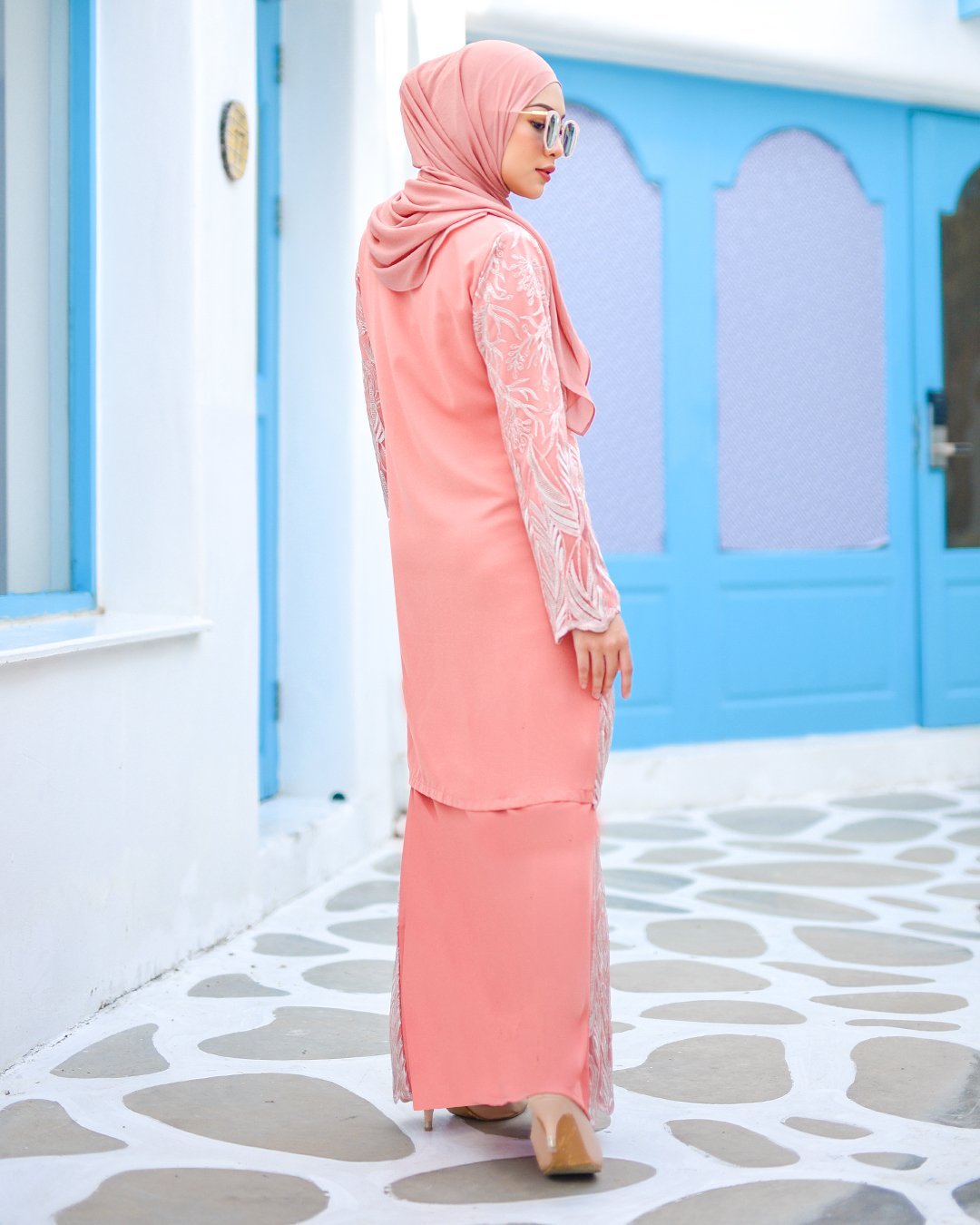 Baju Kurung Lace Ablaa - Fresh Peach