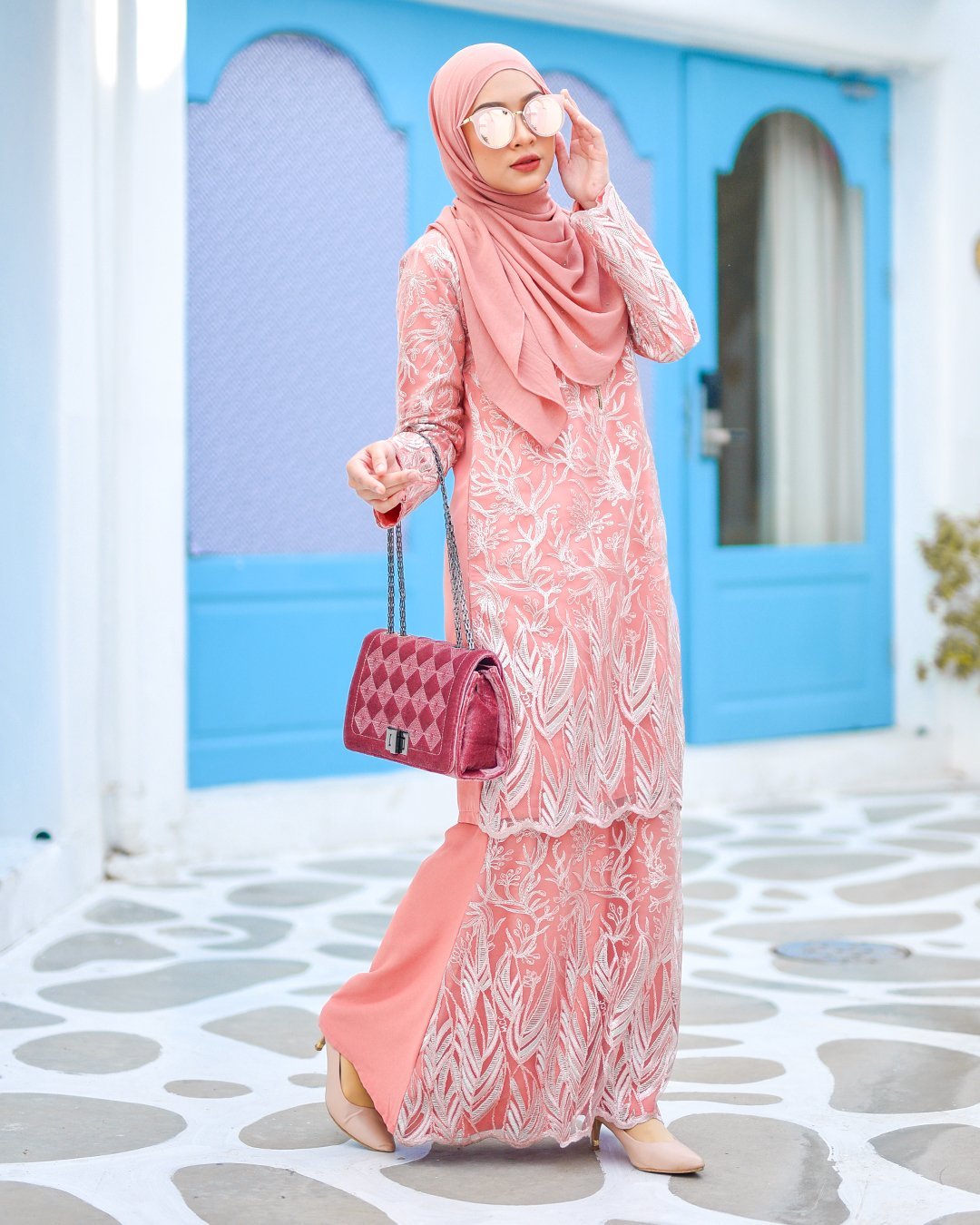 Baju Kurung Lace Ablaa - Fresh Peach