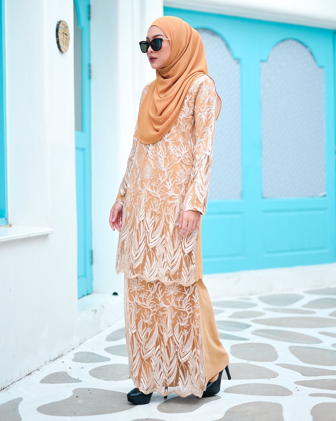 Baju Kurung Lace Ablaa - Banana Gold