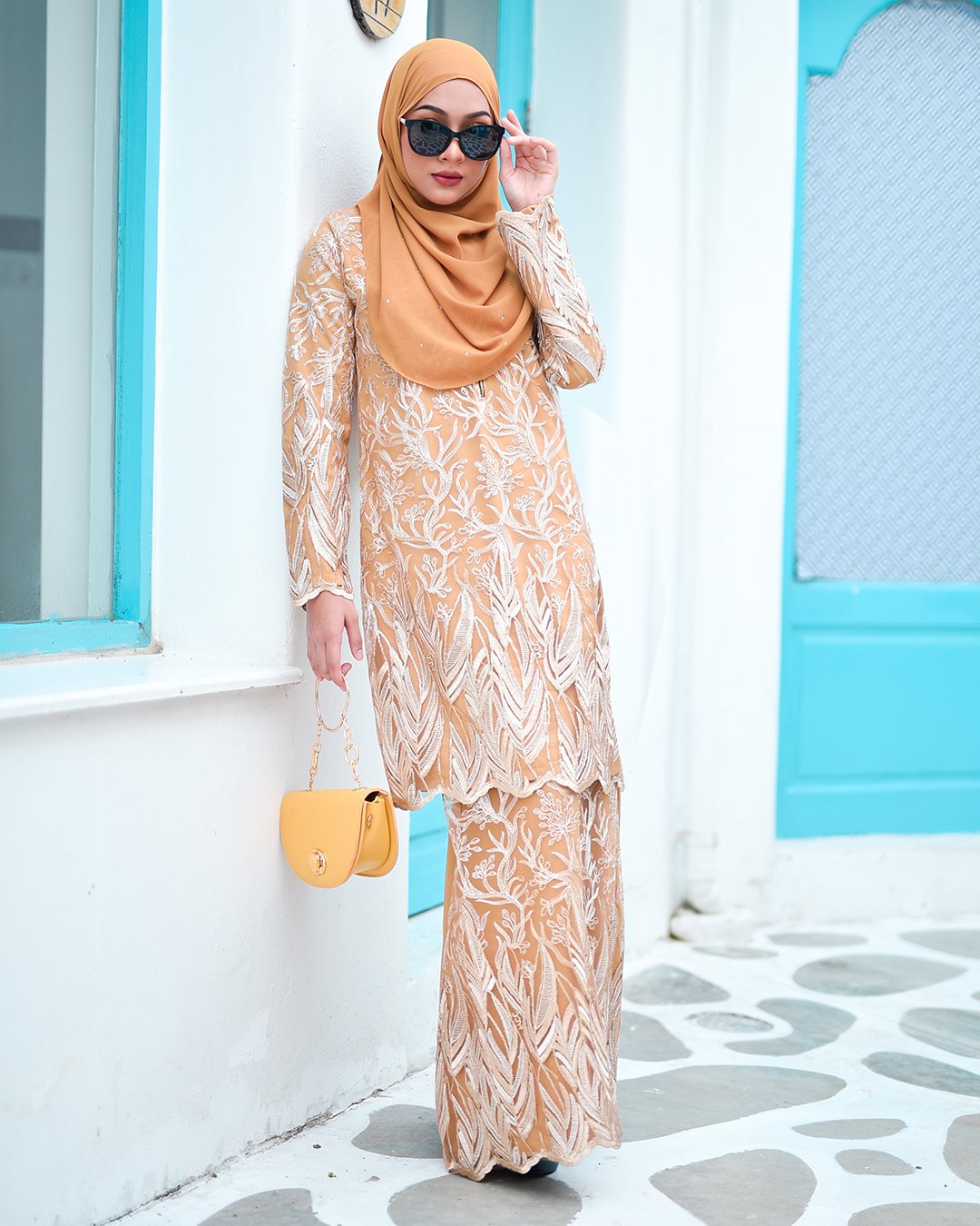 Baju Kurung Lace Ablaa - Banana Gold