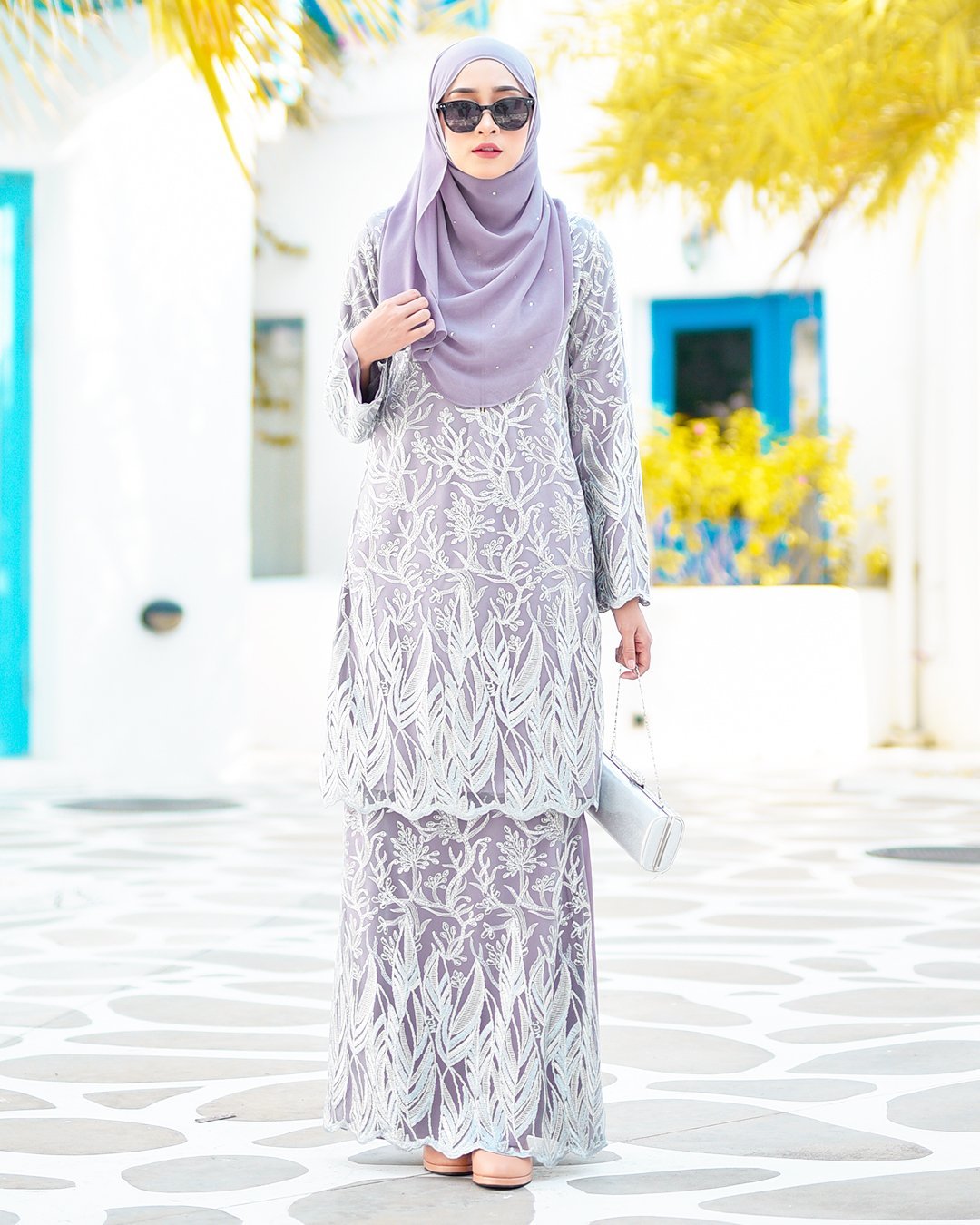 Baju Kurung Lace Ablaa - Pewter Grey