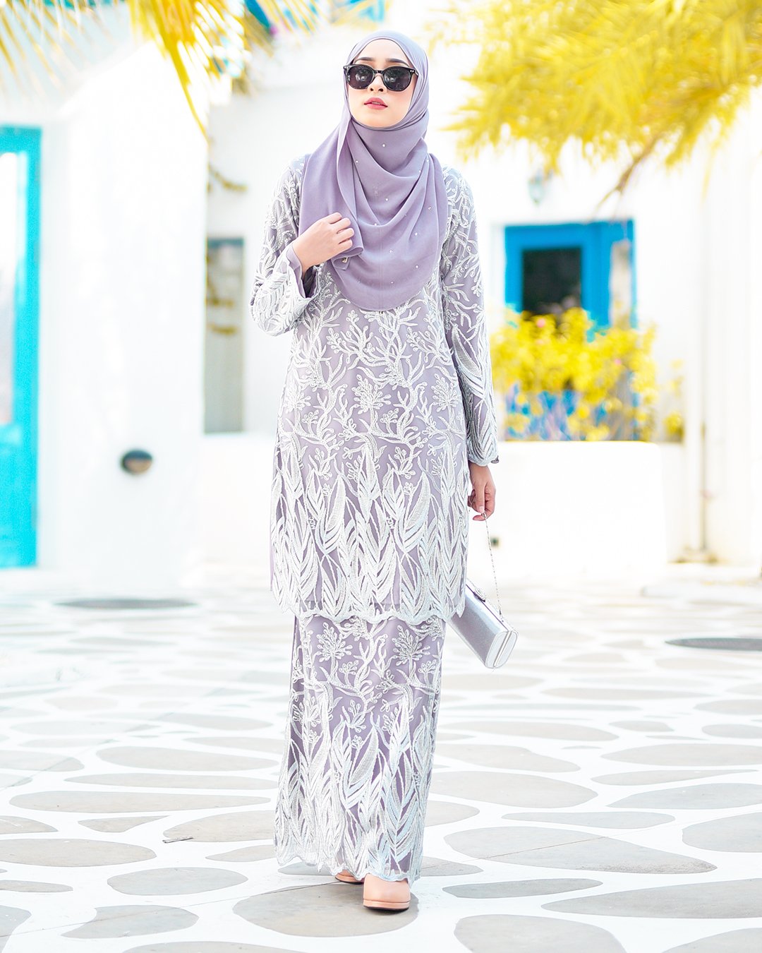 Baju Kurung Lace Ablaa - Pewter Grey