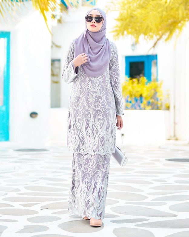 Baju Kurung Lace Ablaa - Pewter Grey
