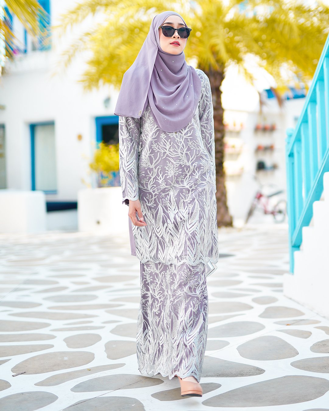 Baju Kurung Lace Ablaa - Pewter Grey