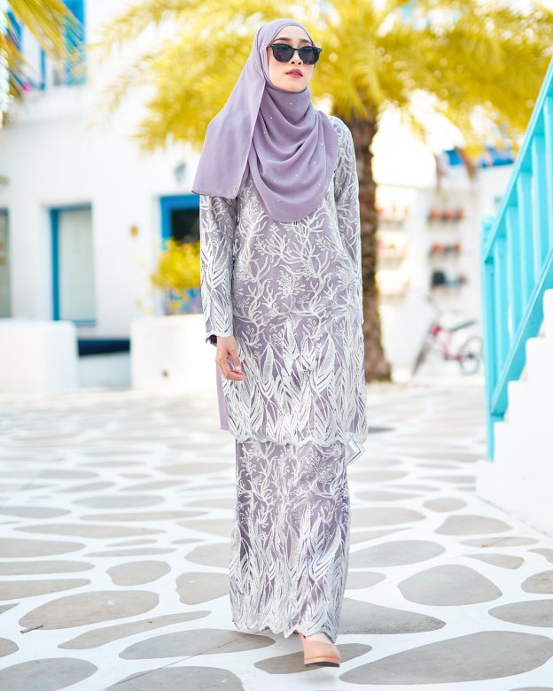 Baju Kurung Lace Ablaa - Pewter Grey
