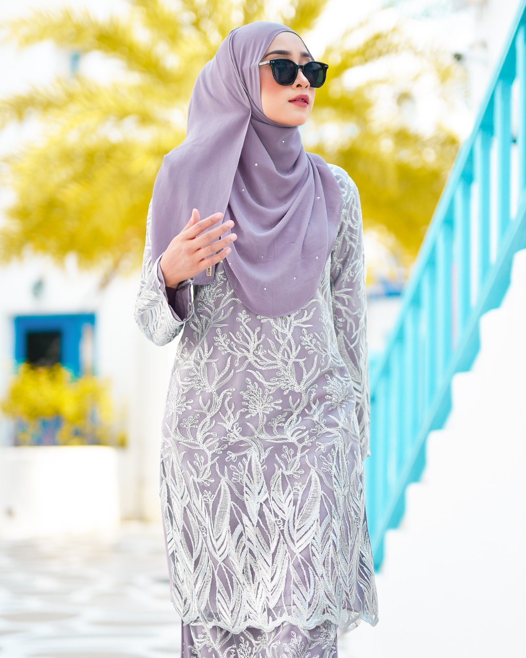 Baju Kurung Lace Ablaa - Pewter Grey