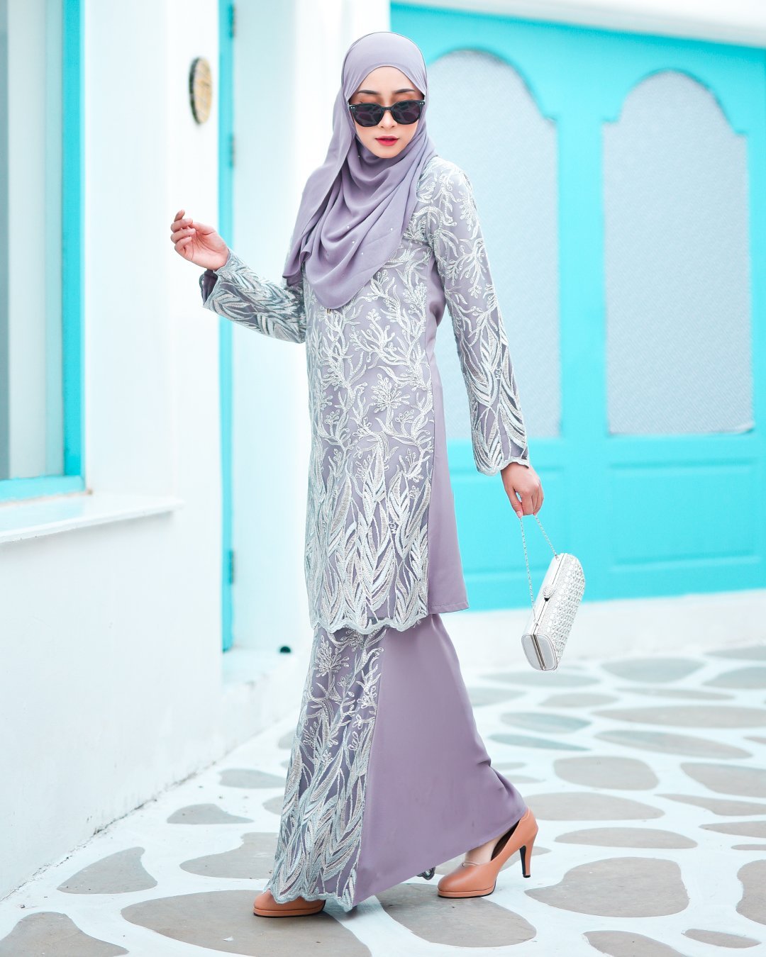 Baju Kurung Lace Ablaa - Pewter Grey